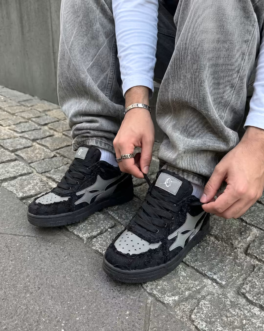 "ARLN" Carbon Black Trainers