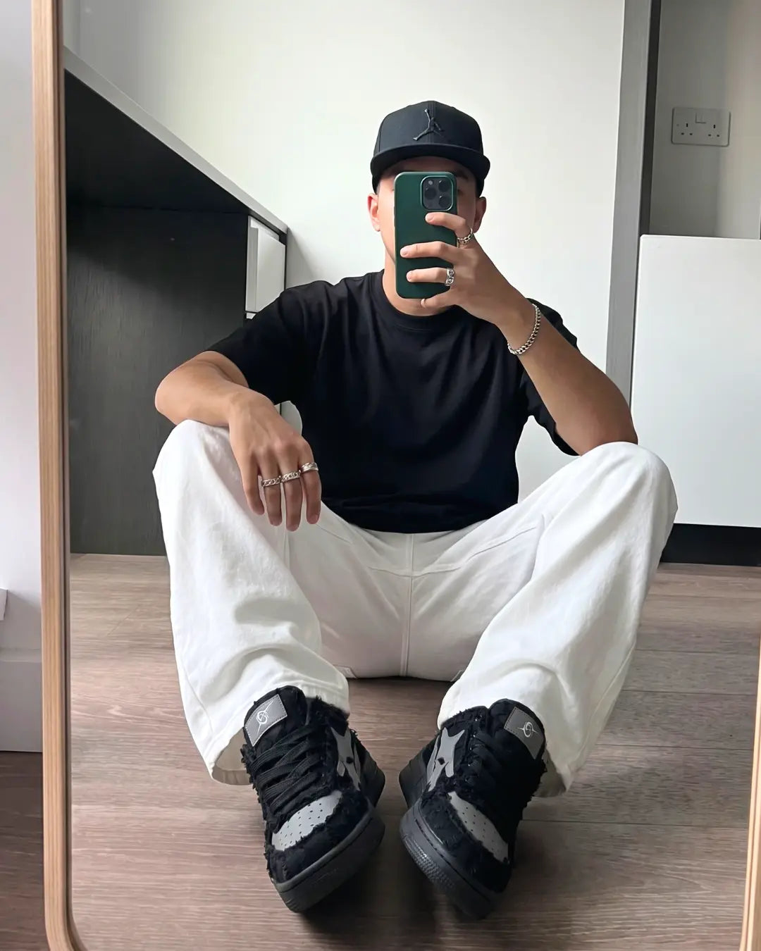 "AIRLINE" Carbon Black Trainers