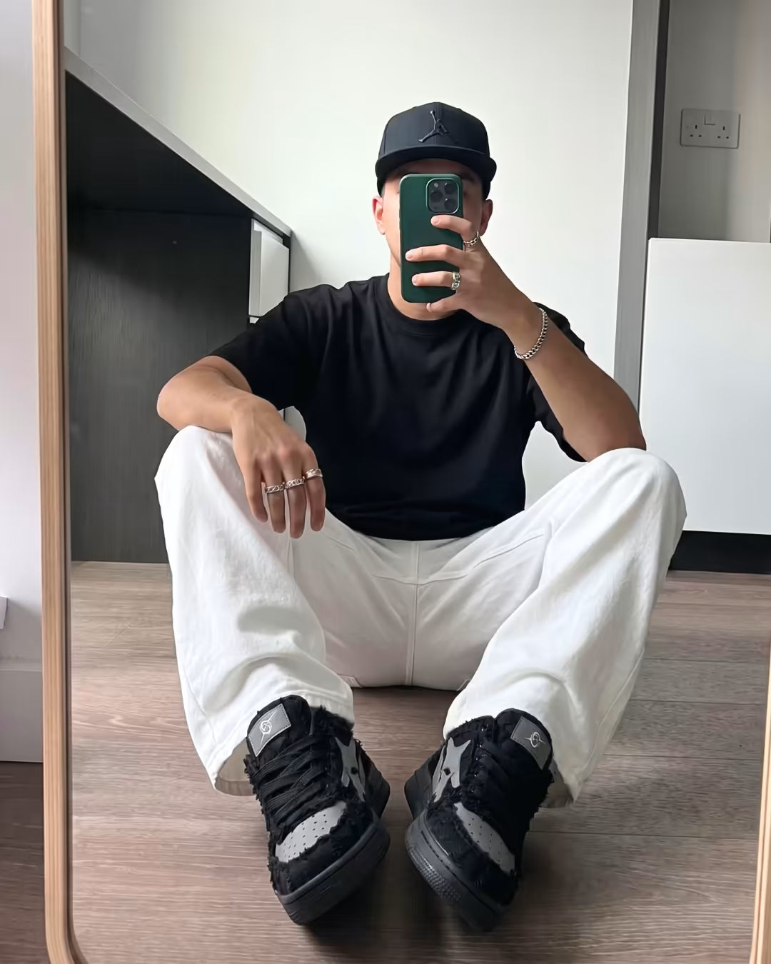 "ARLN" Carbon Black Trainers